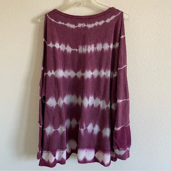 Free People Dandyline Boxy Cold Shoulder Tie Dye Sweatshirt Purple Sz Small - Picture 8 of 13